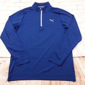 PUMA 1/4 Zip Medium Mens Blue Golf Long Sleeve Shirt